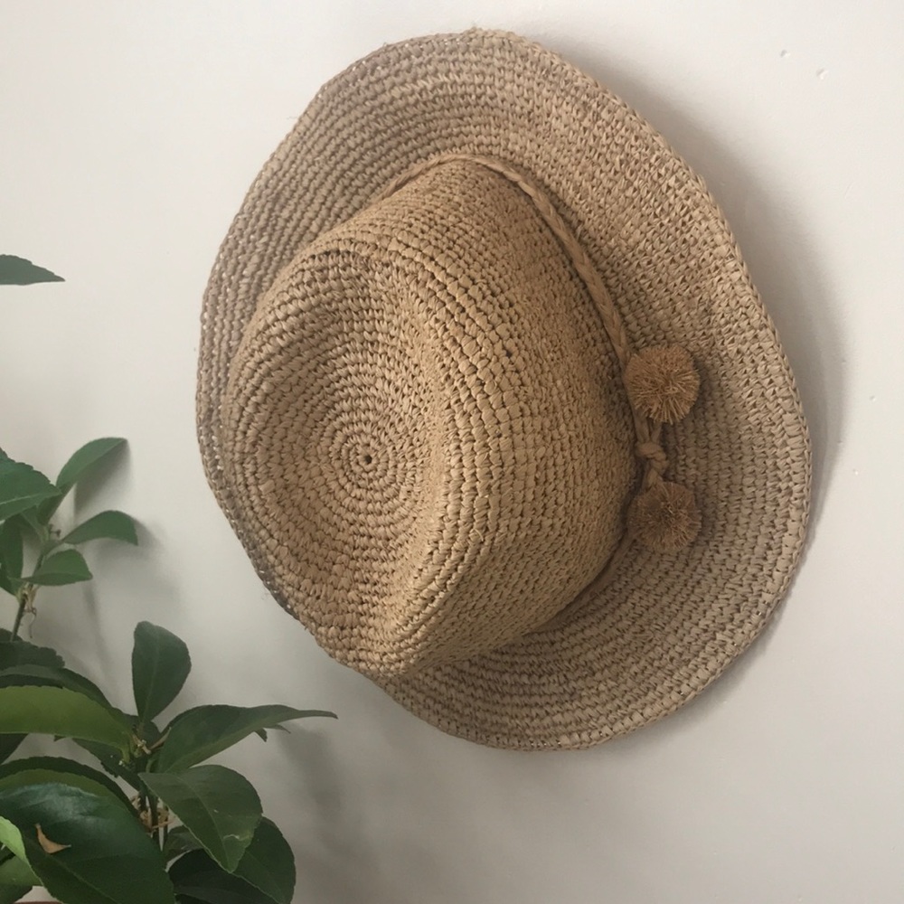 Madewell Straw Hat with Pom-Poms